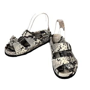 Ash Takoon Snake Embossed Leather Upper Banded Platform Slide On Sandal Size 5.5